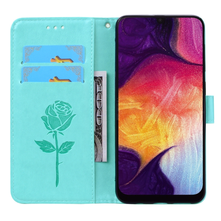SKLO + PUZDRO 2v1 pre Samsung Galaxy A50 - Knižkové puzdro ROSE zelené
