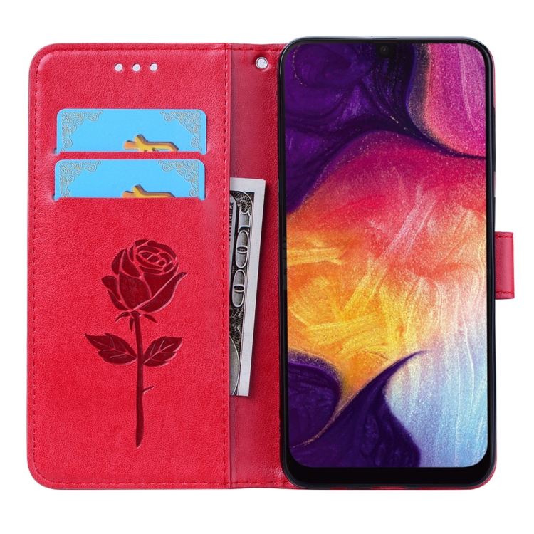 SKLO + PUZDRO 2v1 pre Samsung Galaxy A50 - Knižkové puzdro ROSE červené