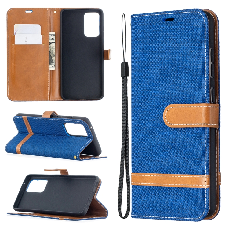 SKLO + PUZDRO 2v1 pre Samsung Galaxy A52 / A52 5G / A52s - Knižkové DENIM modré