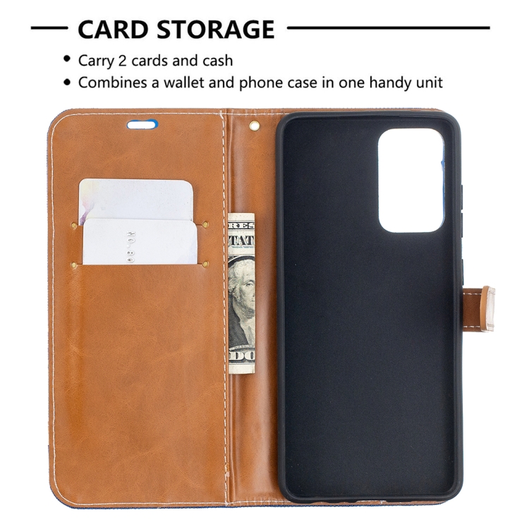 SKLO + PUZDRO 2v1 pre Samsung Galaxy A52 / A52 5G / A52s - Knižkové DENIM modré