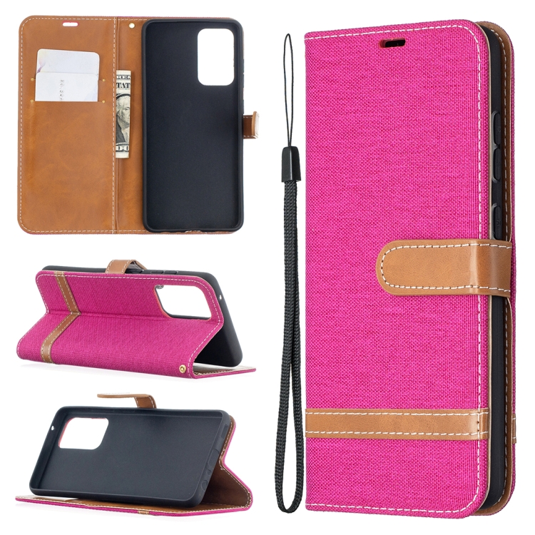 SKLO + PUZDRO 2v1 pre Samsung Galaxy A52 / A52 5G / A52s - Knižkové DENIM ružové