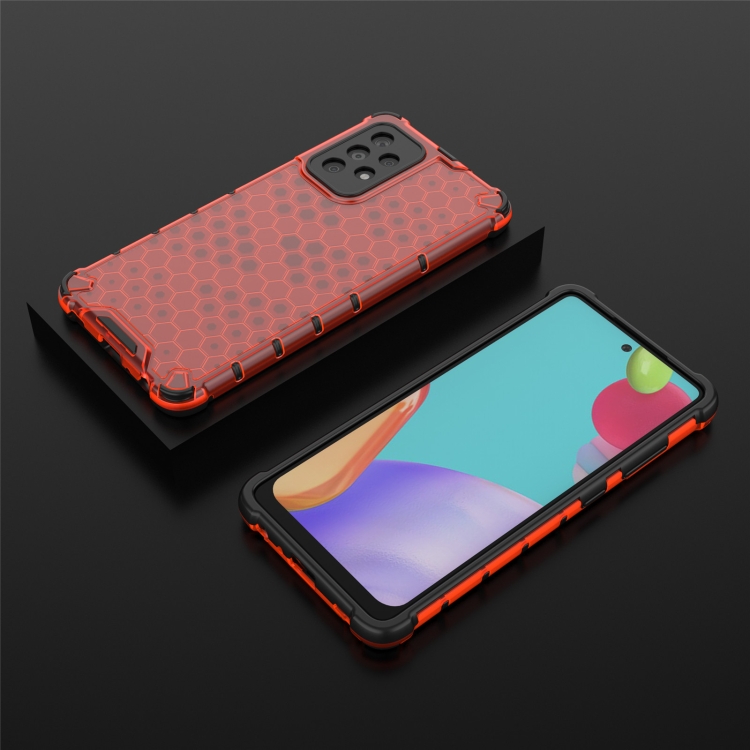 Tvrdený kryt pre Samsung Galaxy A52 / A52 5G / A52s - HONEYCOMB červený