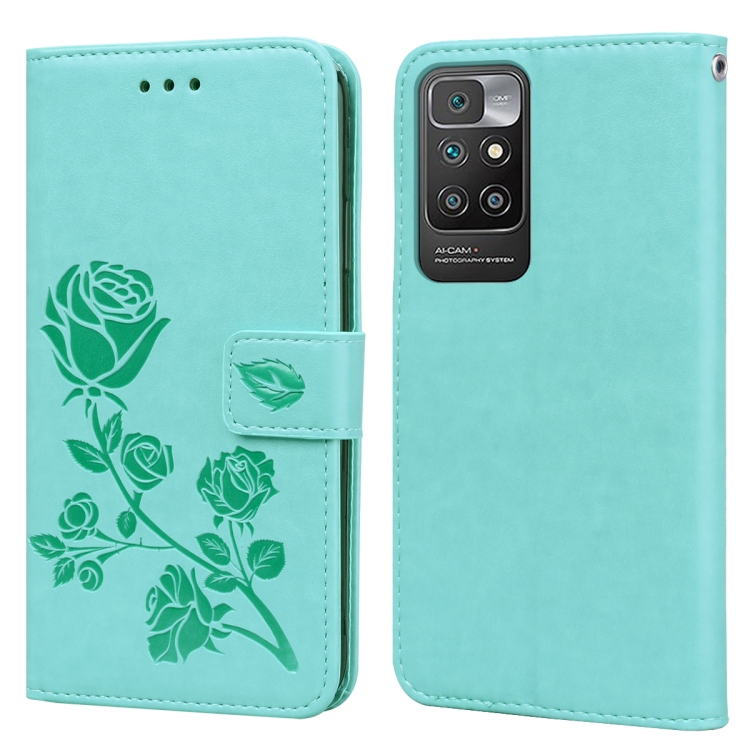 SKLO + PUZDRO 2v1 pre Xiaomi Redmi 10 / Redmi 10 2022 - Knižkové ROSE zelené