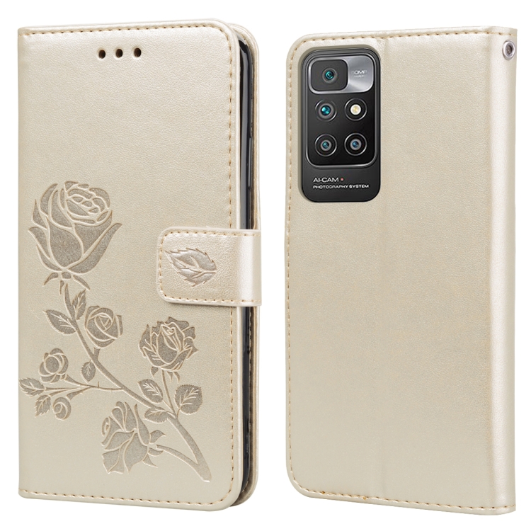 SKLO + PUZDRO 2v1 pre Xiaomi Redmi 10 / Redmi 10 2022 - Knižkové ROSE zlaté