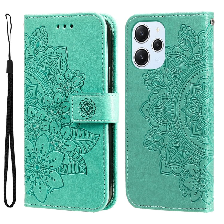 SKLO + PUZDRO 2v1 pre Xiaomi Redmi 12 - Knižkové puzdro FLOWERS zelené