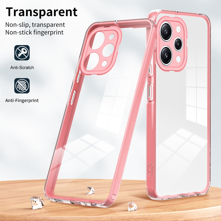 SKLO + PUZDRO 2v1 pre Xiaomi Redmi 12 - Tvrdené FRAME ružové