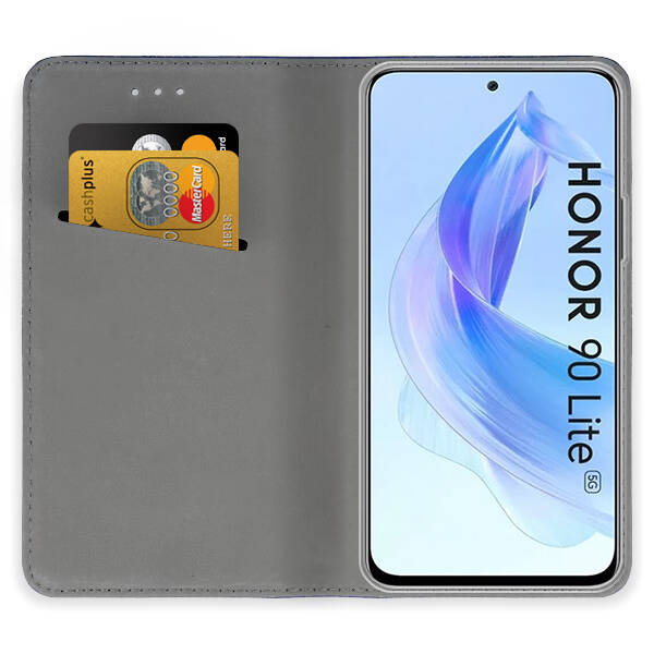 SKLO + PUZDRO 2v1 pre Honor 90 Lite 5G - Knižkové MAGNET modré