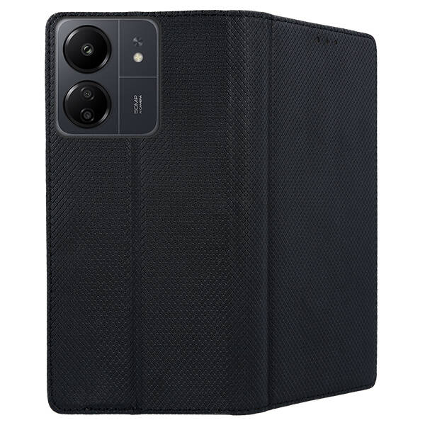SKLO + PUZDRO 2v1 pre Xiaomi Redmi 13C - Knižkové puzdro MAGNET čierne