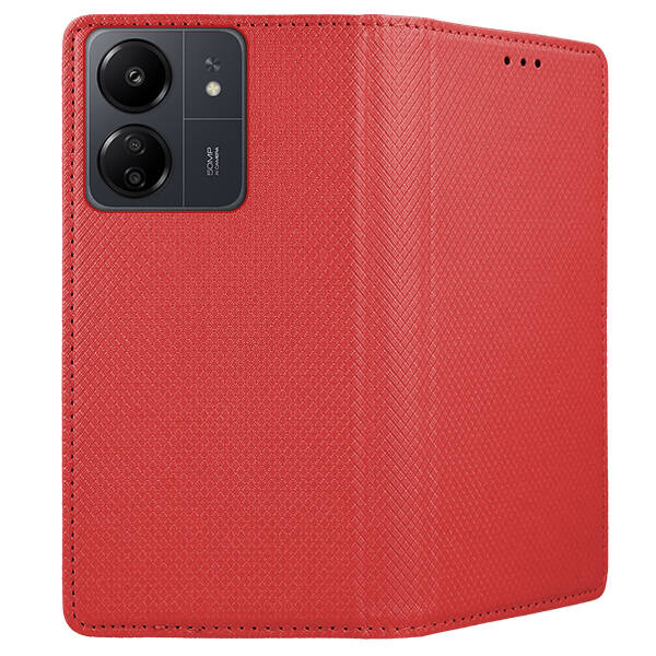 SKLO + PUZDRO 2v1 pre Xiaomi Redmi 13C - Knižkové puzdro MAGNET červené