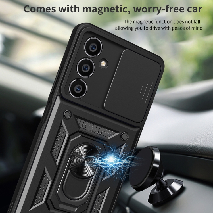 SKLO + PUZDRO 2v1 pre Samsung Galaxy A05s - Tvrdené RING ARMOR SLIDE modré