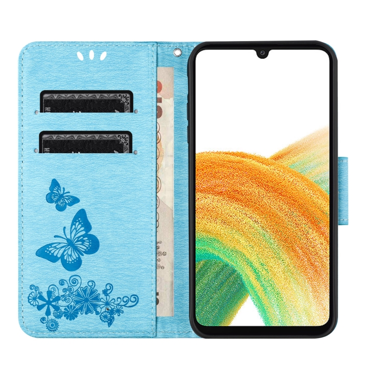 Knižkové puzdro pre Samsung Galaxy S24 5G - BUTTERFLY modré