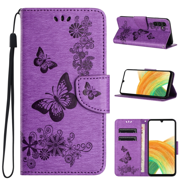 Knižkové puzdro pre Samsung Galaxy S24 5G - BUTTERFLY fialové