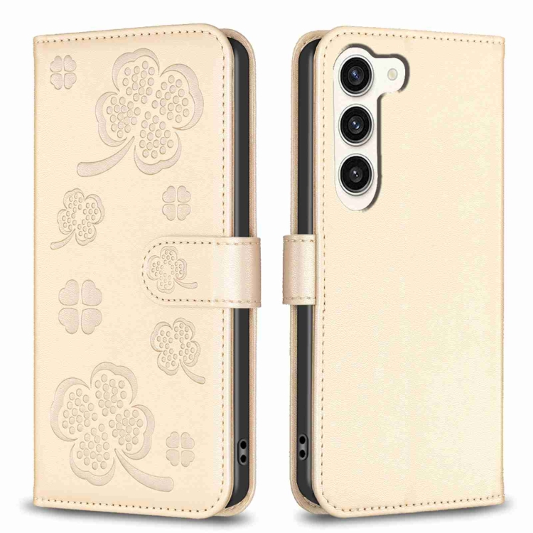 SKLO + PUZDRO 2v1 pre Samsung Galaxy S24 Plus 5G - Knižkové puzdro LEAF zlaté