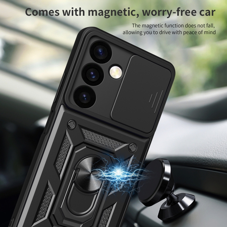 Zadný kryt pre Samsung Galaxy S24 Plus 5G - Tvrdený RING ARMOR SLIDE modrý