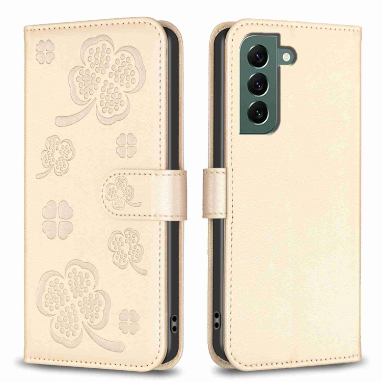 SKLO + PUZDRO 2v1 pre Samsung Galaxy S23 FE - Knižkové puzdro LEAF zlaté