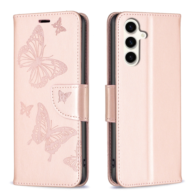 Knižkové puzdro pre Samsung Galaxy S23 FE - BUTTERFLY rose gold