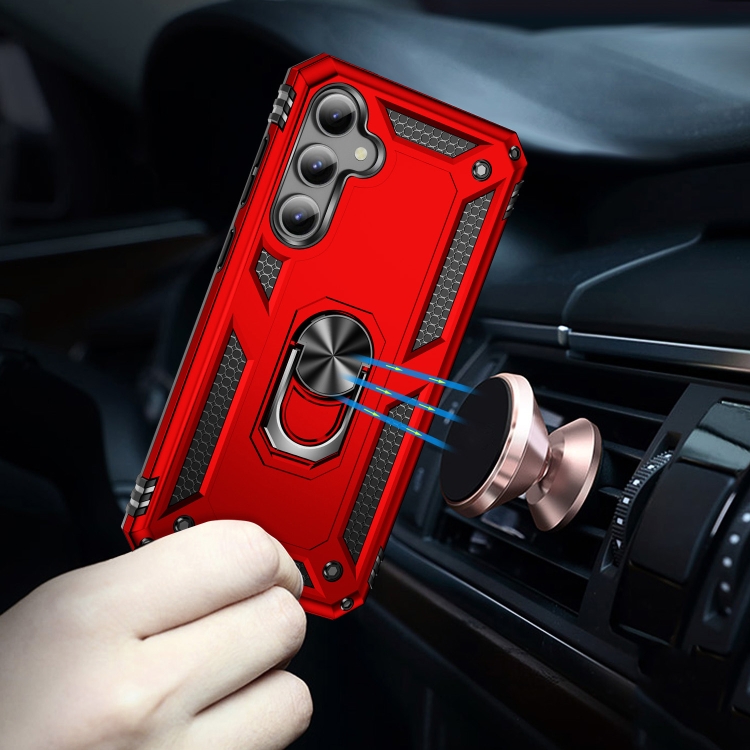 Tvrdený kryt pre Samsung Galaxy S23 FE - RING ARMOR červený