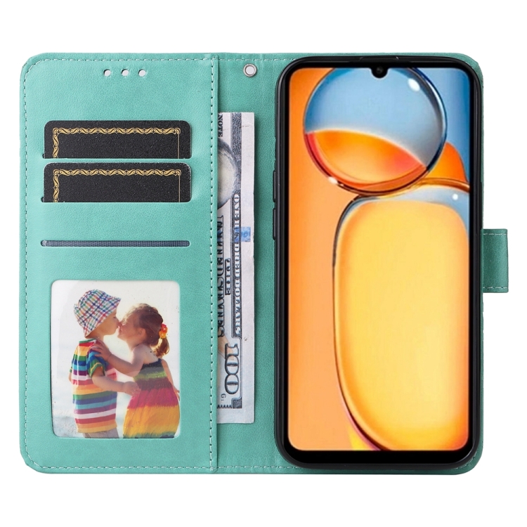 SKLO + PUZDRO 2v1 pre Xiaomi Redmi 13C - Knižkové puzdro MANDALA zelené