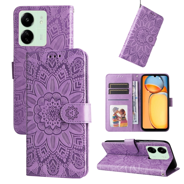 SKLO + PUZDRO 2v1 pre Xiaomi Redmi 13C - Knižkové puzdro MANDALA fialové