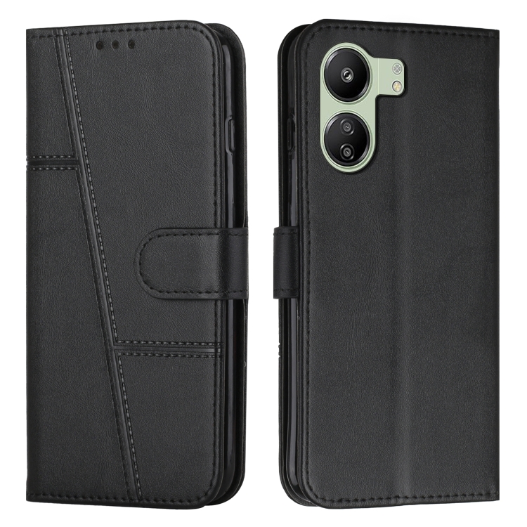 Knižkové puzdro pre Xiaomi Redmi 13C - STITCHING čierne