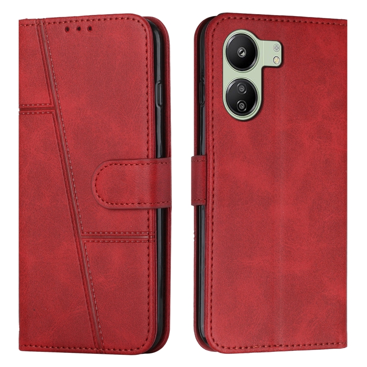 Knižkové puzdro pre Xiaomi Redmi 13C - STITCHING červené
