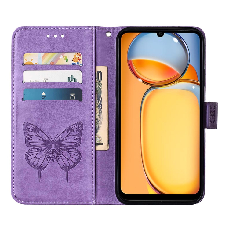 Knižkové puzdro pre Xiaomi Redmi 13C - BUTTERFLY fialové
