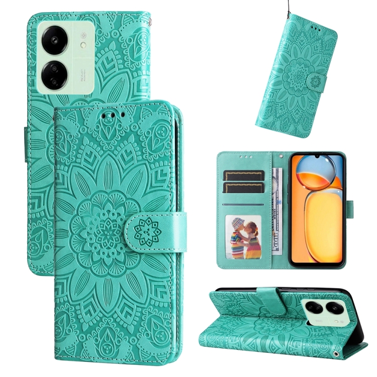 Knižkové puzdro pre Xiaomi Redmi 13C - MANDALA zelené