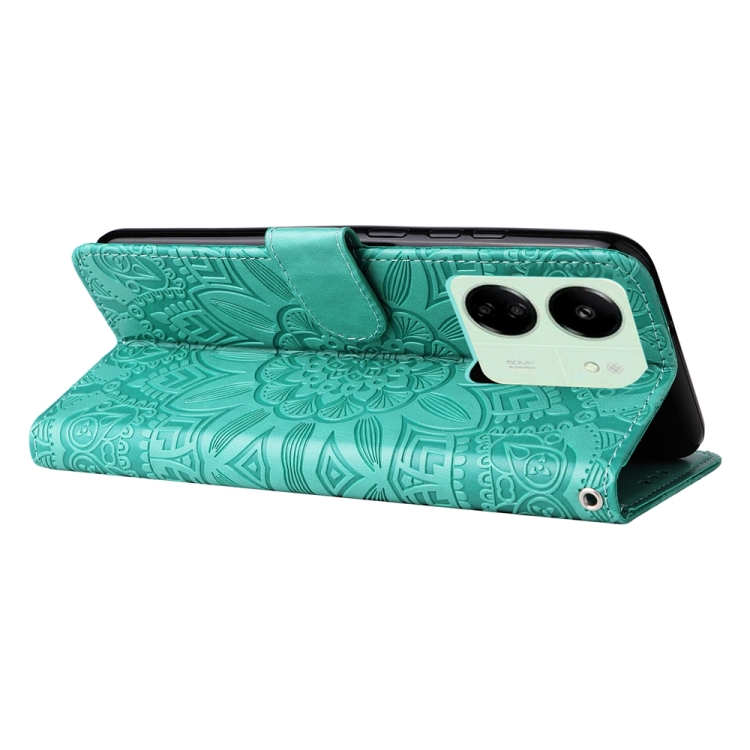 Knižkové puzdro pre Xiaomi Redmi 13C - MANDALA zelené