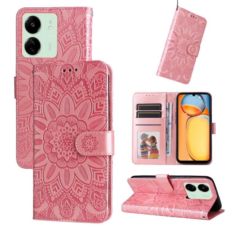 Knižkové puzdro pre Xiaomi Redmi 13C - MANDALA ružové