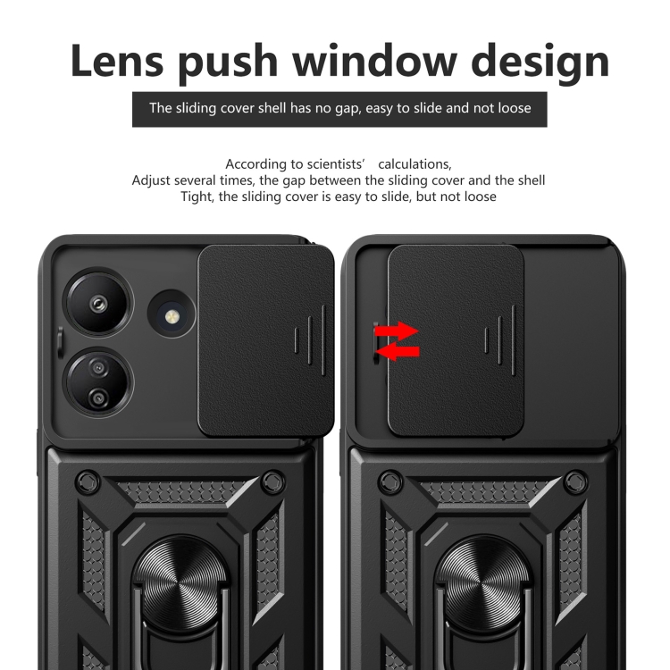 Tvrdený kryt pre Xiaomi Redmi 13C - ARMOR SLIDING čierny