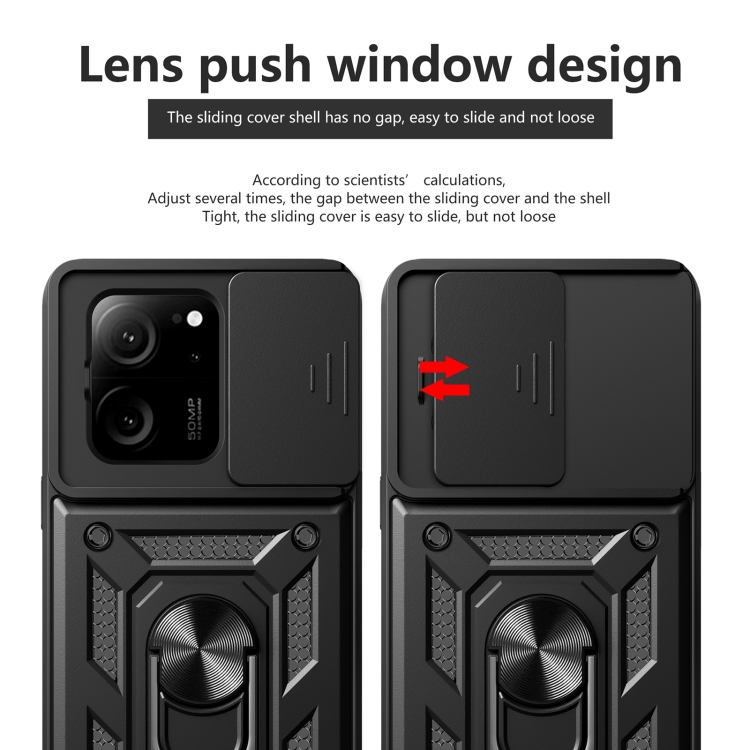 Tvrdený kryt pre Xiaomi 13T / 13T Pro - RING ARMOR SLIDING modrý