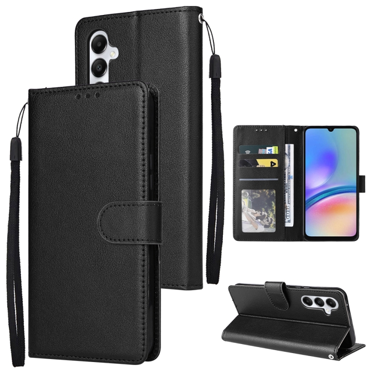 SKLO + PUZDRO 2v1 pre Samsung Galaxy A05s - Knižkové puzdro SOLID čierne