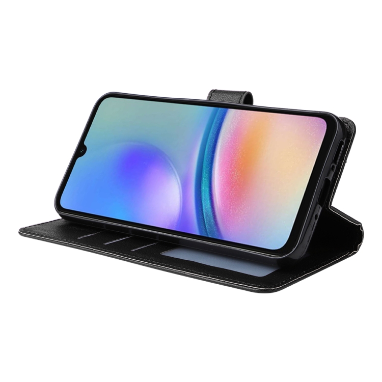 SKLO + PUZDRO 2v1 pre Samsung Galaxy A05s - Knižkové puzdro SOLID čierne