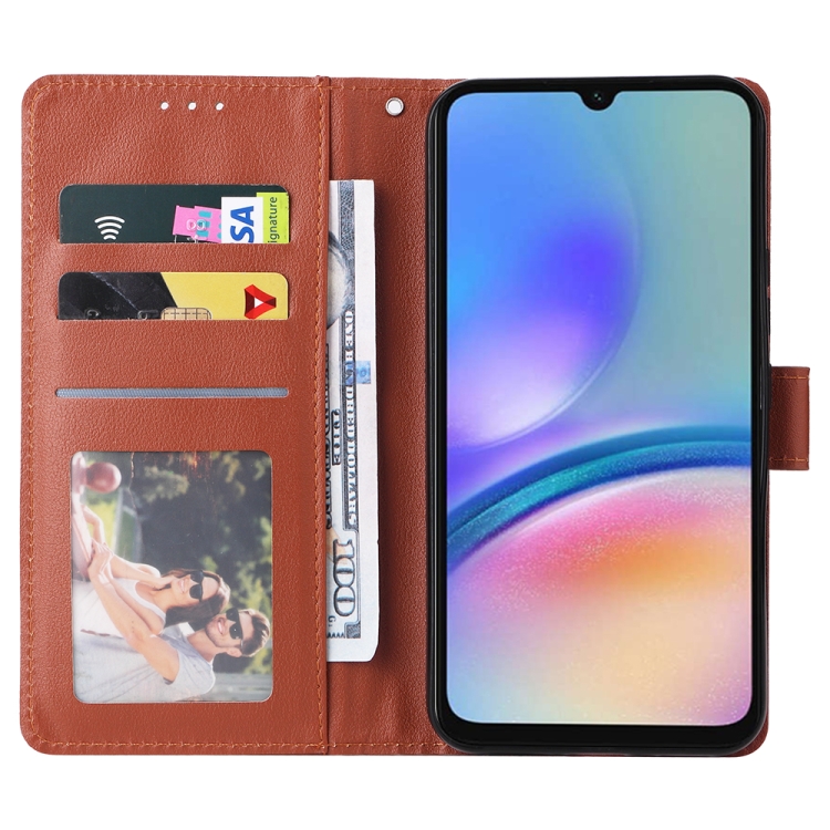 SKLO + PUZDRO 2v1 pre Samsung Galaxy A05s - Knižkové puzdro SOLID svetlo hnedé