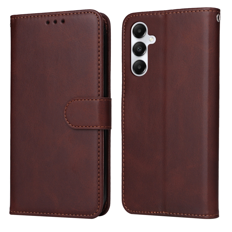 SKLO + PUZDRO 2v1 pre Samsung Galaxy A05s - Knižkové puzdro SOLID tmavo hnedé