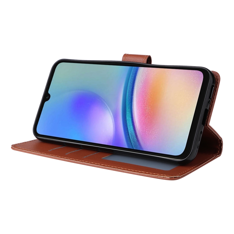 SOLID Peňaženkové puzdro pre Samsung Galaxy A05s - svetlo hnedé