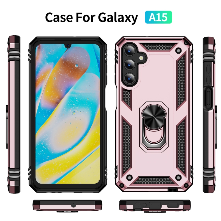 SKLO + KRYT 2v1 pre Samsung Galaxy A15 / A15 5G - Tvrdený RING ARMOR ružový