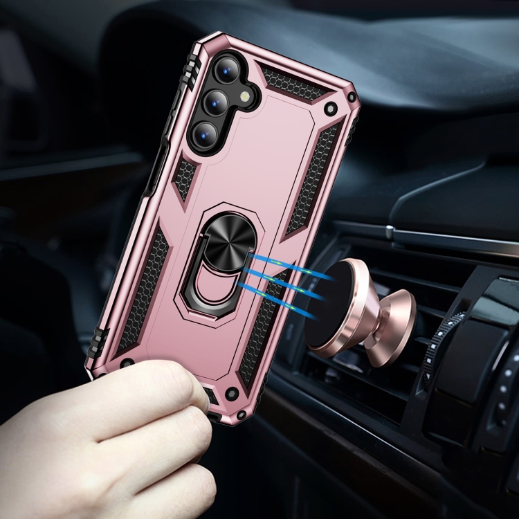 SKLO + KRYT 2v1 pre Samsung Galaxy A15 / A15 5G - Tvrdený RING ARMOR ružový