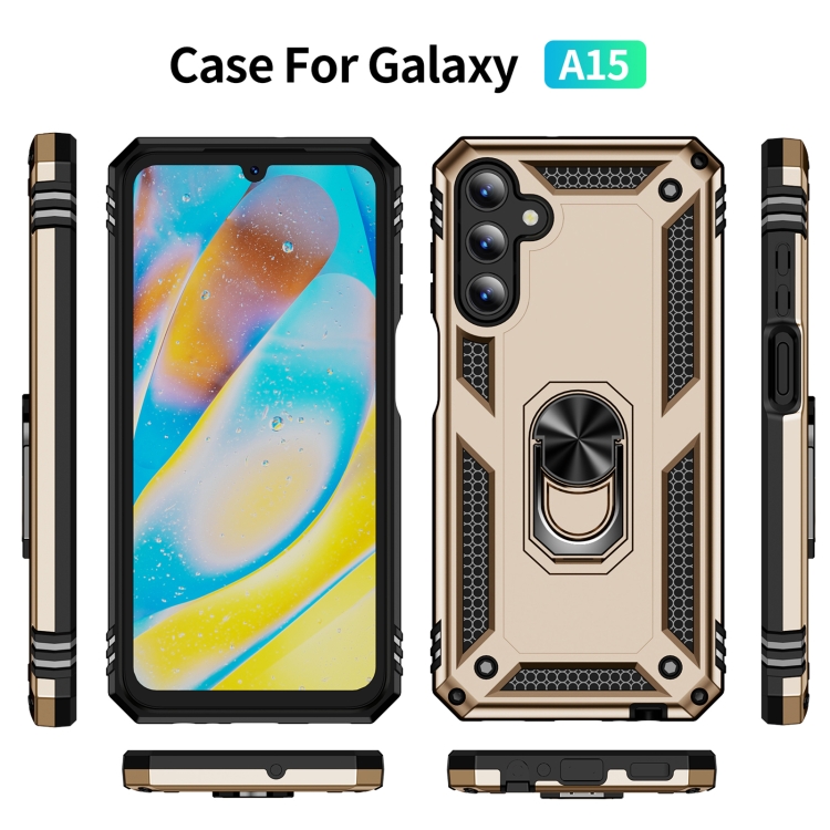 RING ARMOR Tvrdený kryt pre Samsung Galaxy A15 / A15 5G - zlatý
