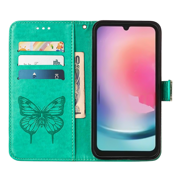 BUTTERFLY Peňaženkové puzdro pre Samsung Galaxy A15 / A15 5G - zelené