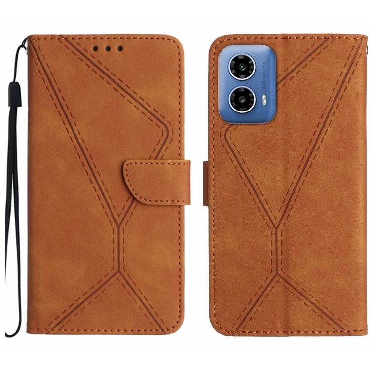 SKLO + PUZDRO 2v1 pre Motorola Moto G34 5G - Knižkové puzdro STITCHING hnedé