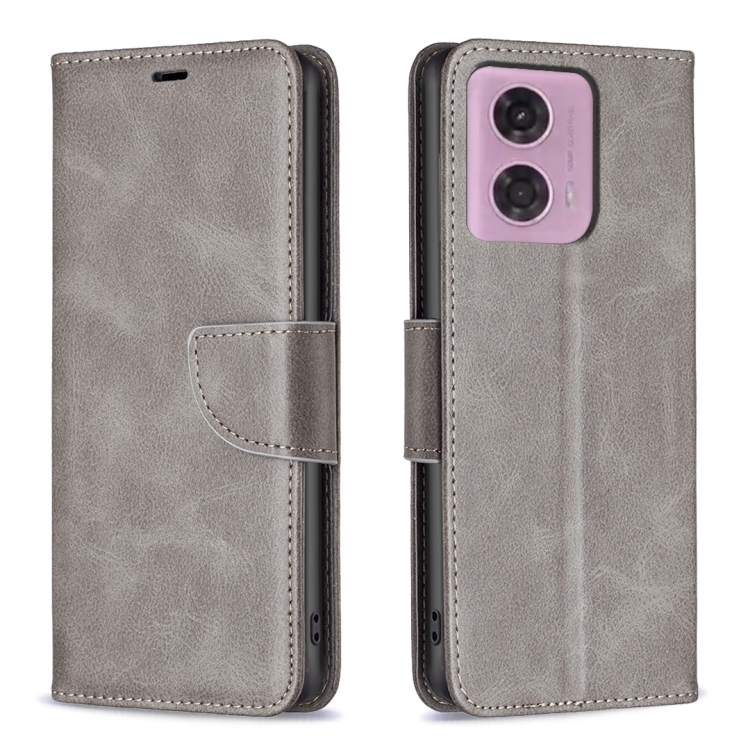 LAMBSKIN Peňaženkové puzdro pre Motorola Moto G04 / G24 / G24 Power - sivé