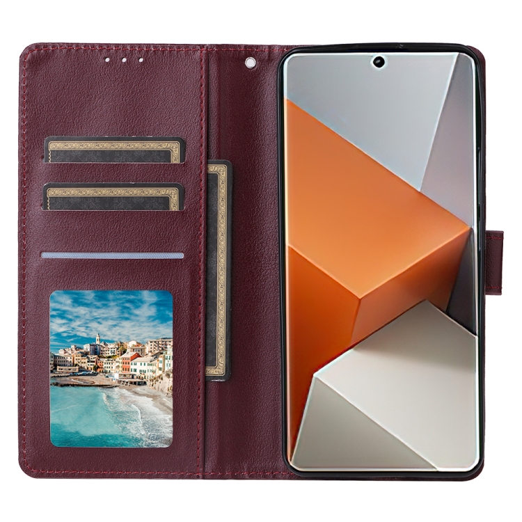 SKLO + PUZDRO 2v1 pre Xiaomi Redmi Note 13 Pro+ 5G - Knižkové puzdro SOLID bordové