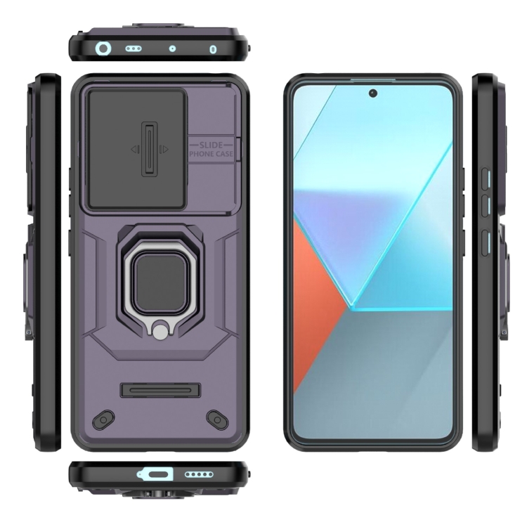 SKLO + KRYT 2v1 pre Xiaomi Redmi Note 13 Pro 5G - Tvrdený ARMOR HOLDER fialový