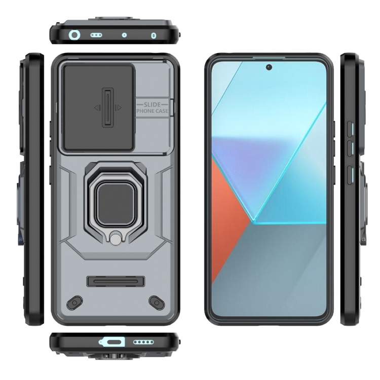 SKLO + KRYT 2v1 pre Xiaomi Redmi Note 13 Pro 5G - Tvrdený ARMOR HOLDER sivý