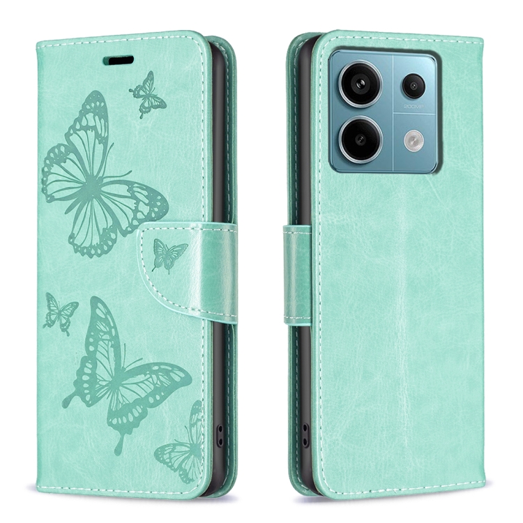 SKLO + KRYT 2v1 pre Xiaomi Redmi Note 13 Pro 5G - Knižkové puzdro BUTTERFLY zelené