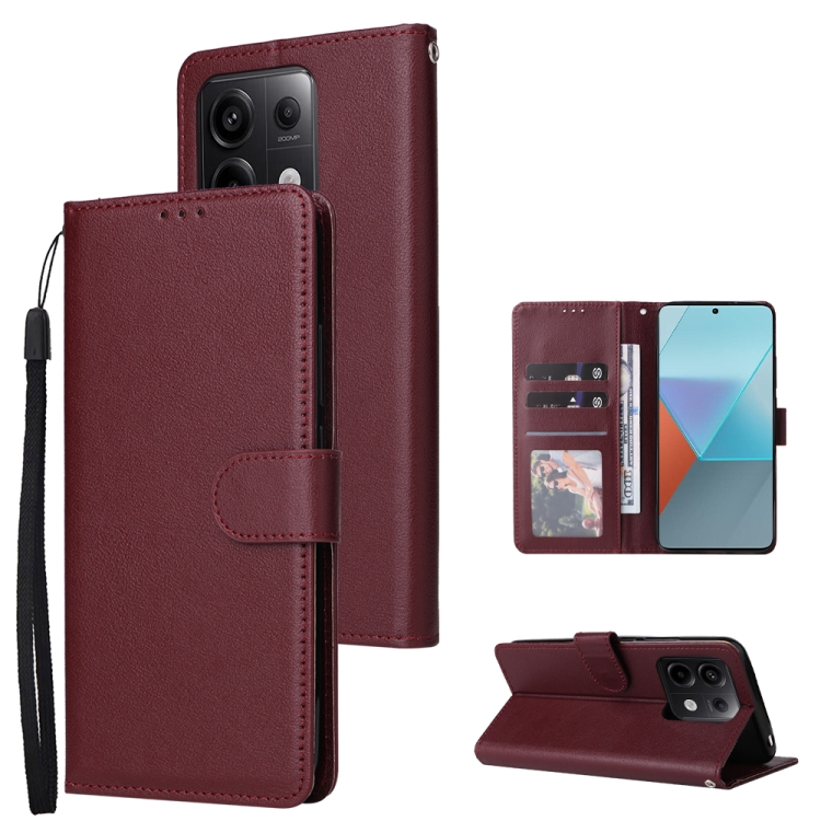 SOLID Peňaženkové puzdro pre Xiaomi Redmi Note 13 Pro 5G - bordové