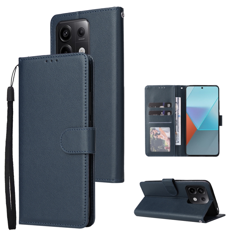SOLID Peňaženkové puzdro pre Xiaomi Redmi Note 13 Pro 5G - modré