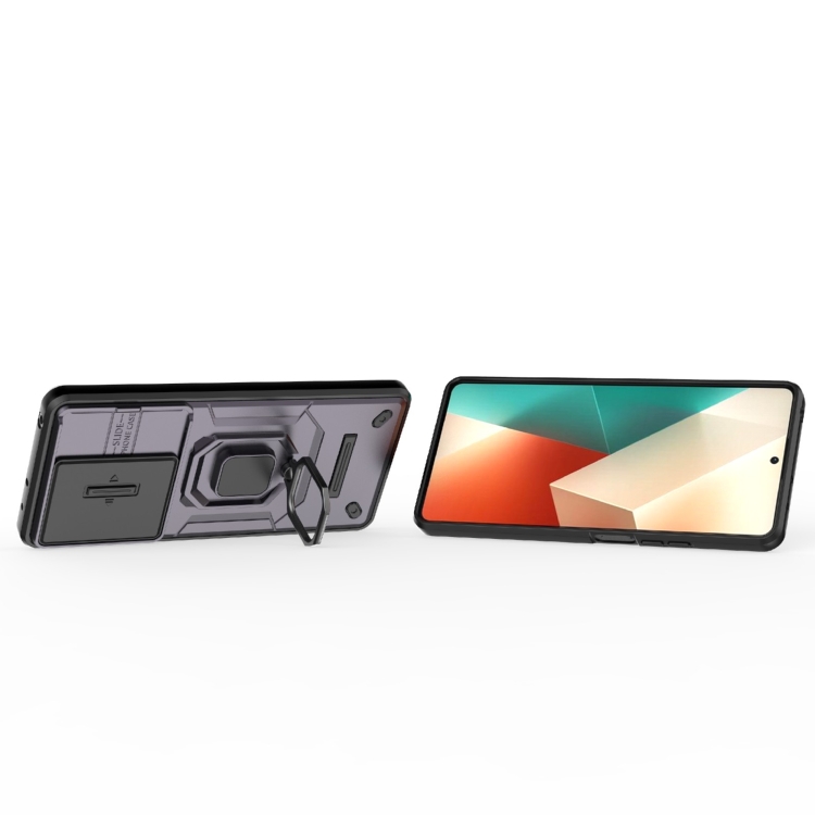 SKLO + KRYT 2v1 pre Xiaomi Redmi Note 13 5G - Tvrdený ARMOR HOLDER fialový