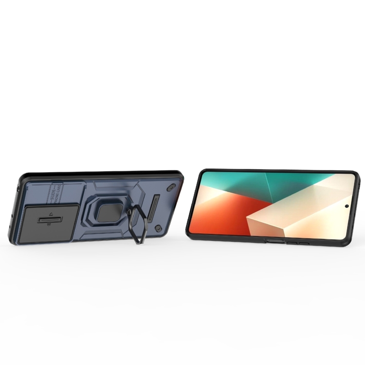 SKLO + KRYT 2v1 pre Xiaomi Redmi Note 13 5G - Tvrdený ARMOR HOLDER modrý